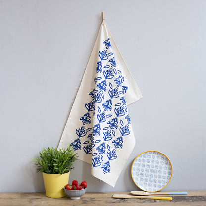 Floral Navy Tea Towel