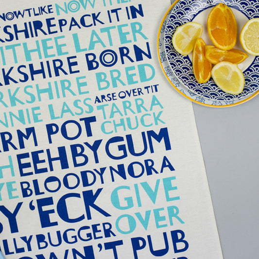Yorkshire Navy & Aqua Tea Towel