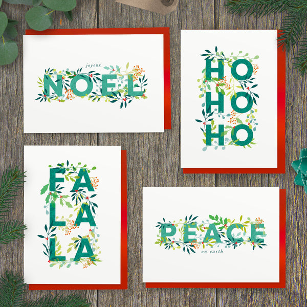 Joyeux Noel Holly Jolly Christmas Card
